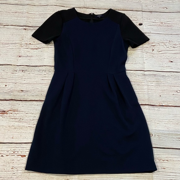Madewell Gallerist Ponte Dress Colorblock Black Navy Sz 2 - Picture 10 of 13